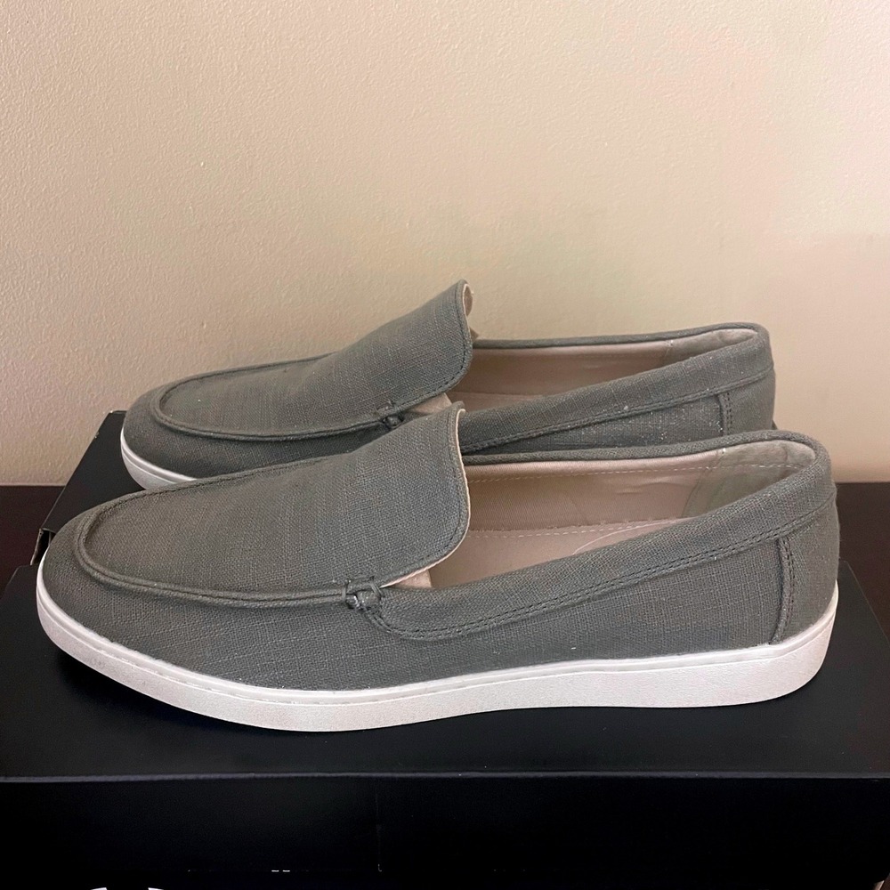 Banana Republic Mens Olive Green Linen Slip On Loafers OrthoLite Size 10